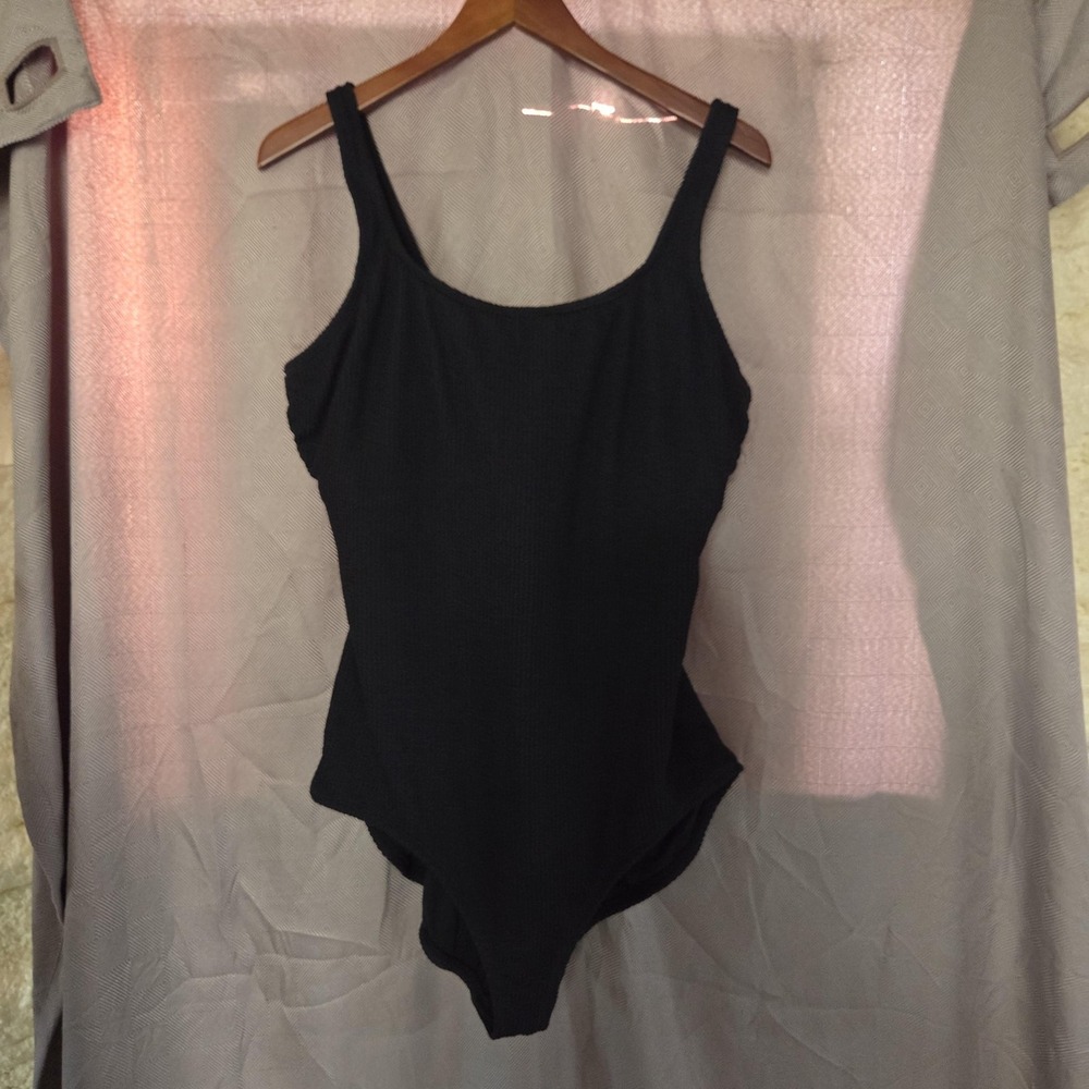 Time And Tru Swimsuit Womens Plus 3X Black One Piece Wide Strap Lined Stretch